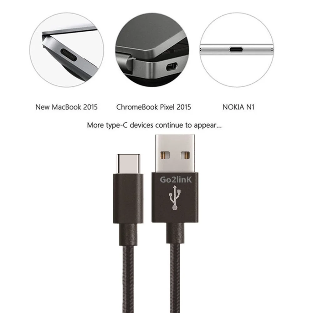 Go2linK USB 3.1 universal USB Type C Cable Nylon Line Metal Plug 3.1 Type-C USB for Xiaomi mi5 meizu pro 6 zuk z2 pro quick