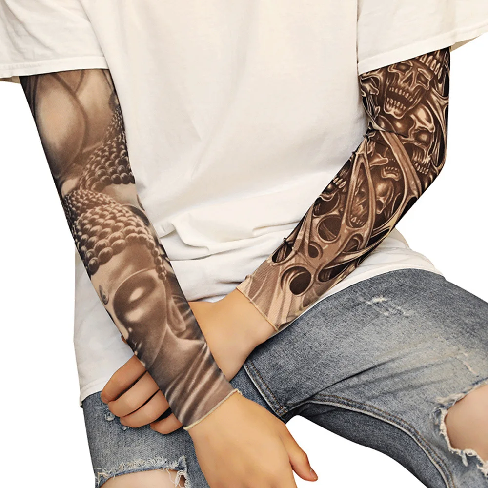 1pc Tattoo Sleeve Flower Arm Sleeve Men and Women Ice Summer Running Cycling Riding Driving Sports Arm Hand Sleeve