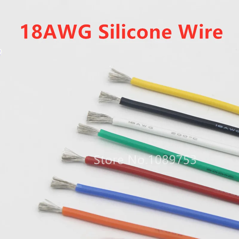 1metre 18AWG Silicone Wire Ultra Flexiable Cable 0.75mm2 High Temperature Test Line Wire