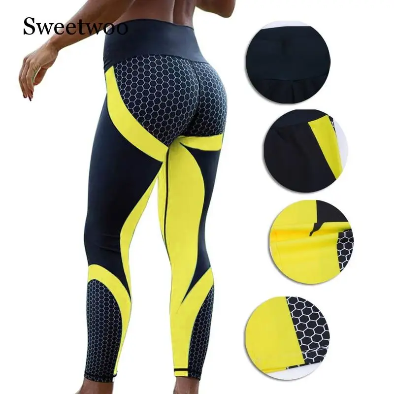 9 Colors New Fitness Sport Leggings Women Mesh Print High Waist Legins Femme Girls Workout Yoga Pants Push Up Elastic Slim Pants