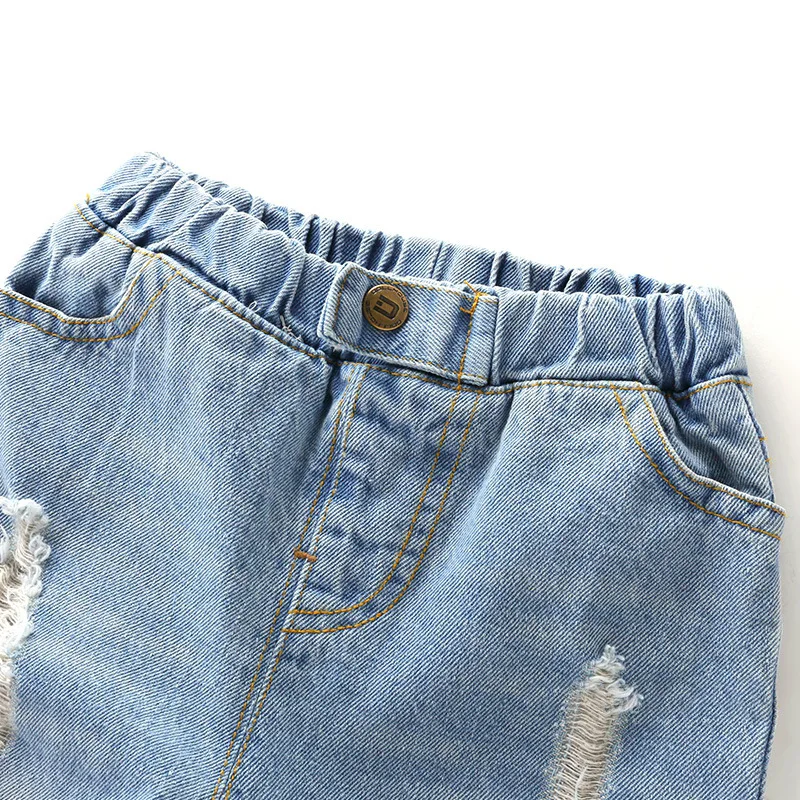 Boys girl hole Jeans pants Excellent quality cotton New casual children Trousers baby toddler Comfortable kids clothes Children