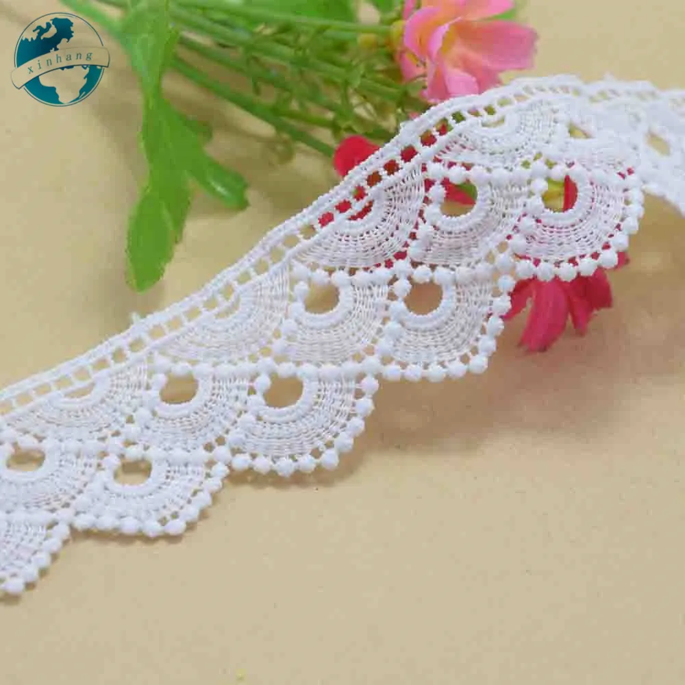 3cm Width White Polyester Embroidery French Lace Ribbon Fabric Guipure Diy Trims Warp Knitting Sewing Garment Accessories#3703