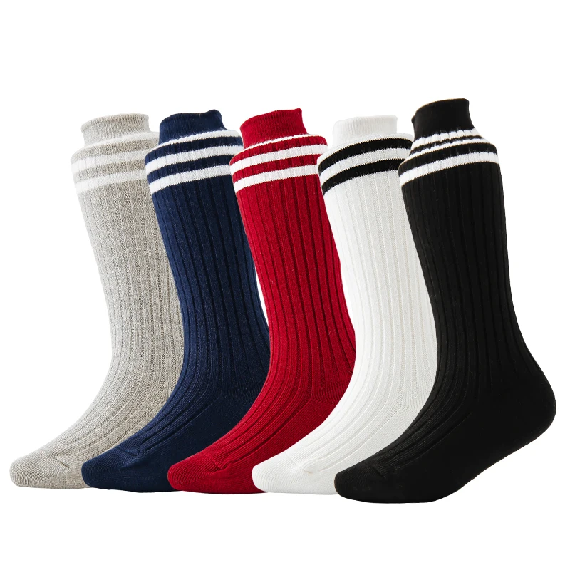 2023 NEW Classic Baby Boys Girls 3 Bars Above Knee High Student Socks School Cotton Socks 0-5 Years 5 Colors One Pairs