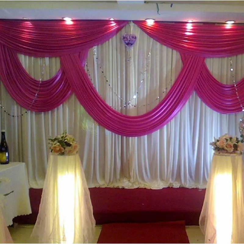 

Event Services Stage Curtain Drapes Wedding drape Pleated Wedding Backdrop With Swag stage decorations