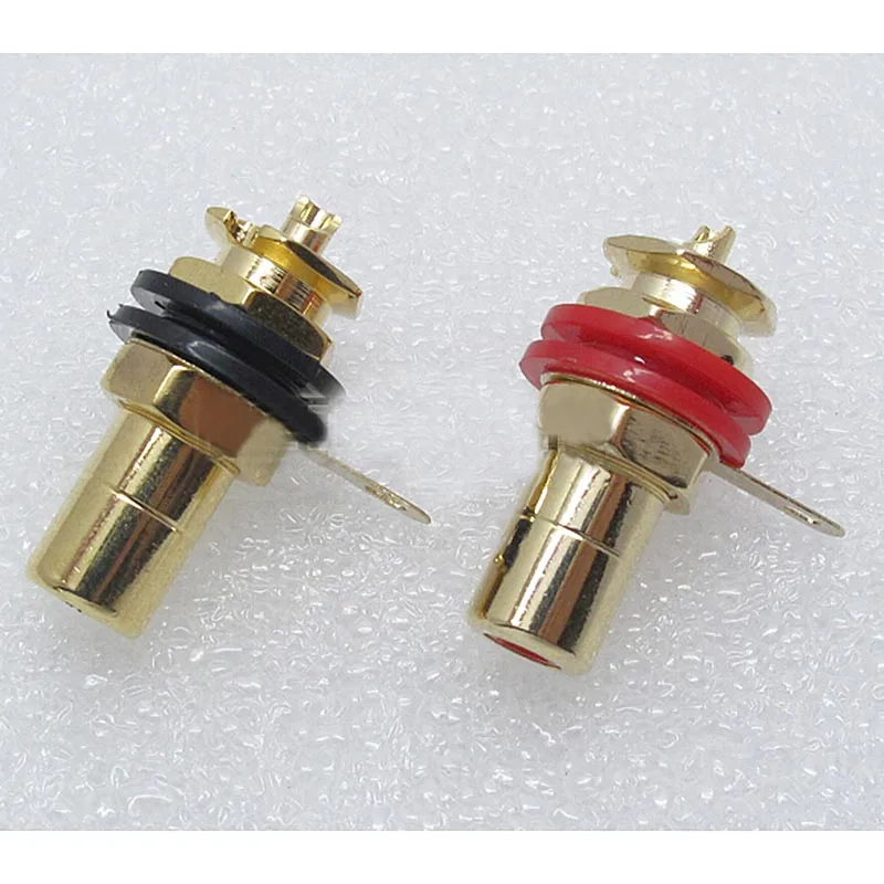 A Pair Banana Connector Full Gold-plated Copper RCA Socket Terminal for Amplifier AV Audio