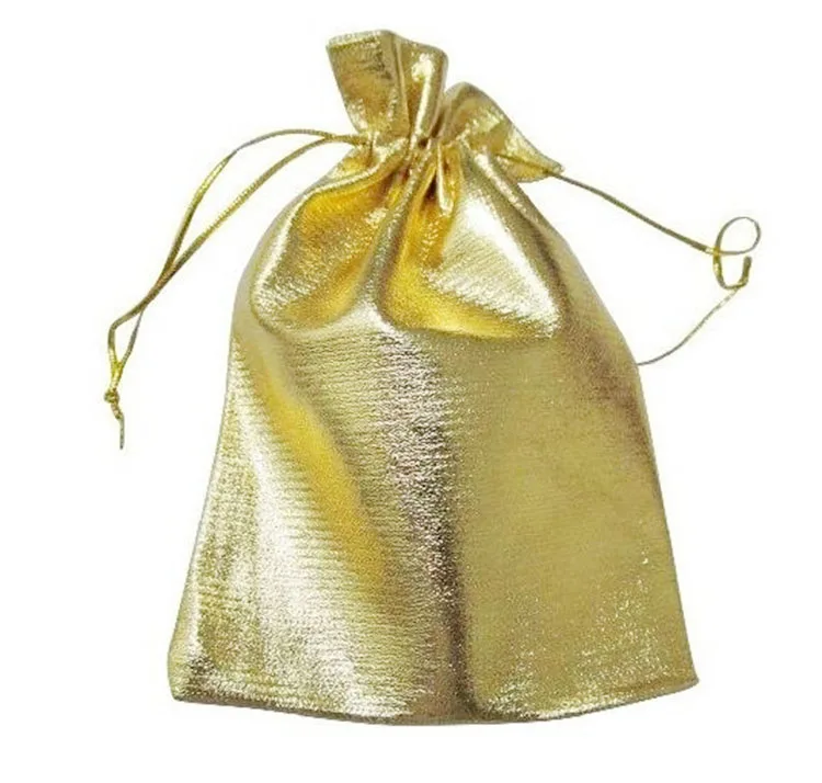 11*16cm 50pcs Handmade Gold Drawstring Bags For Wedding/Party/Gift/bracelets/necklace Pouches Jewelry Packaging Display Bags