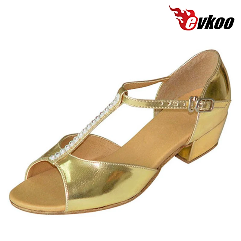 Evkoodance Ballroom Dancing Shoes China 3cm Low Heel Girls Latin Dance Shoes Pu With Diamond Material Hot Sale Evkoo-354