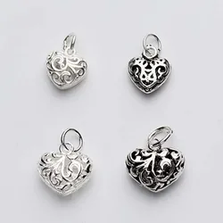 925 Sterling Silver Hollow Craft Heart Charms Big Small Size Dangle Pendants Fit Bracelets Earrings Making DIY Jewelry Findings