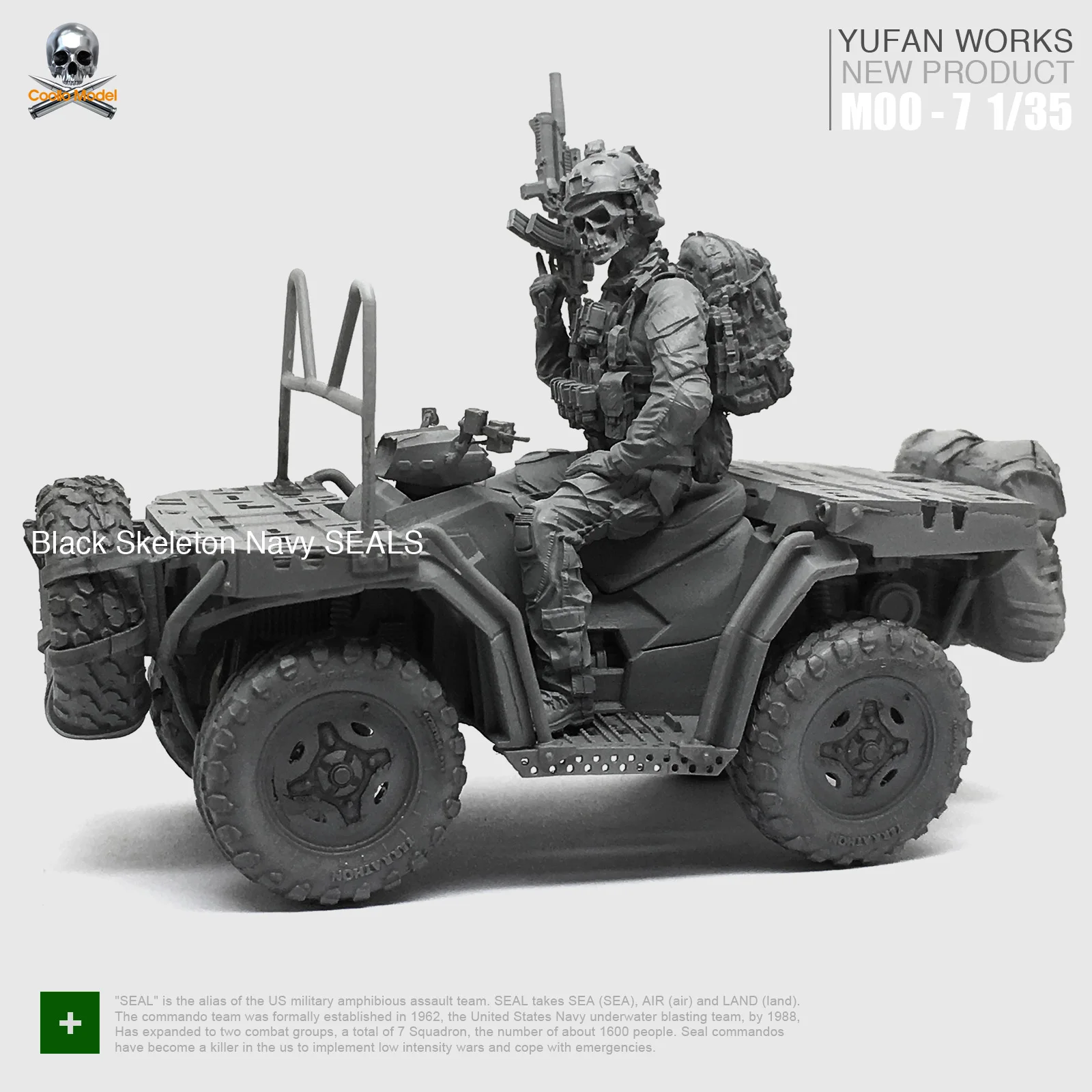 

1/35 Resin Figure Soldier + Terrain Vehicle + Terrain Car US Military Seal Commando Assembly Model Kit MOO-07