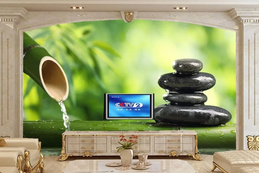 

Custom large murals,Bambusoideae Water Stones wallpapers,TV wall living room sofa wall bedroom papel de parede