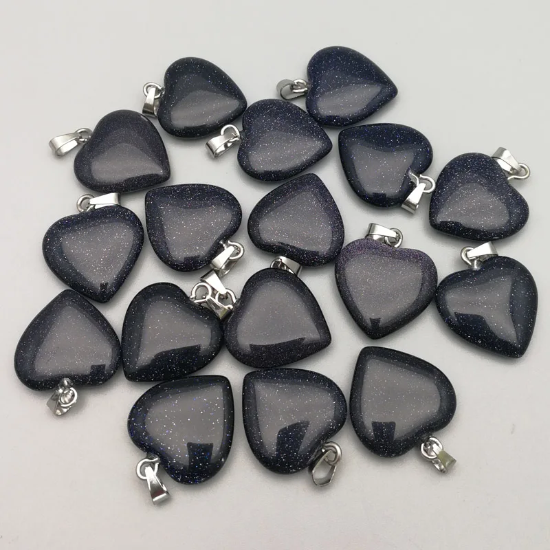 

Wholesale 20mm natural love heart/round stone pendants charms blue sand water drop stone for jewelry making 50pcs Free shipping