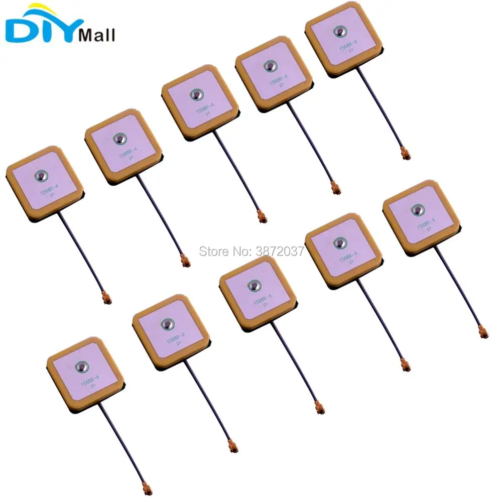 10pcs/lot 25x25x6.5mm GPS Beidou Active Antenna IPX Connector 1575.42MHZ 1561MHz