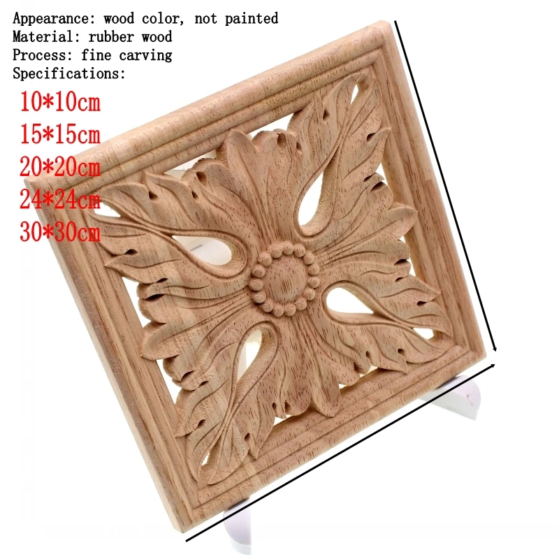 RUNBAZEF Vintage Wood Carved Corner Onlay Applique Unpainted Furniture Cabinet Decorative Figurines