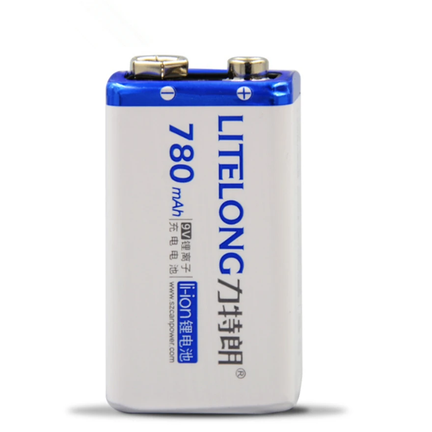 1pcs/lot Original high quality 9v 780mAh lithium ion battery rechargeable 9 volt battery manufacturer warranty