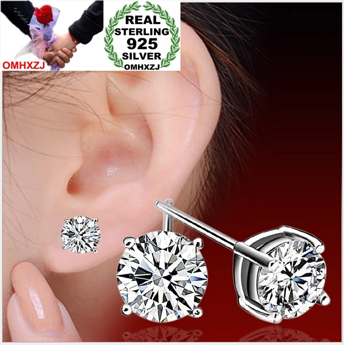 OMH wholesale Fashion jewelry Four claws crystal 925 sterling silver Stud earrings YS98