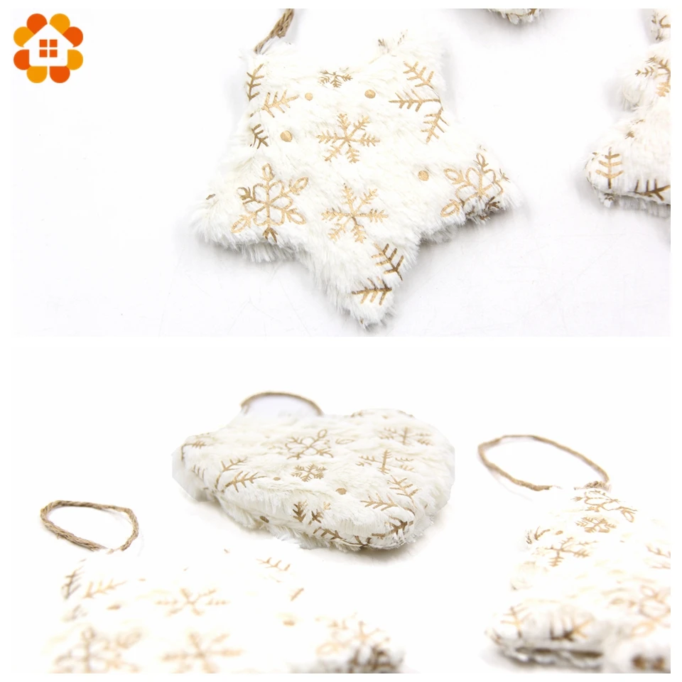 Pendentif mignon blanc et or en forme de cœur, d'étoile et d'arbre, ornements pour la maison, fournitures de décoration de fête de noël, cadeau pour enfant, 1 pièce