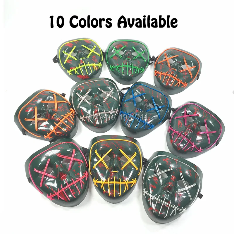 هالوين حزب الحسنات هالوين شبح الشق الفم قناع EL تضيء قناع 10 ألوان مختارة النيون الملونة الرعب حزب قناع #2