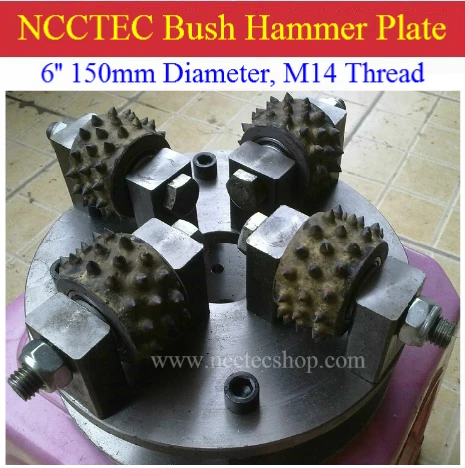 6'' NCCTEC Galvanized surface bush hammer plate for bush hammered granite marble |150mm Litchi surface alloy wheel Disk | 4 bits