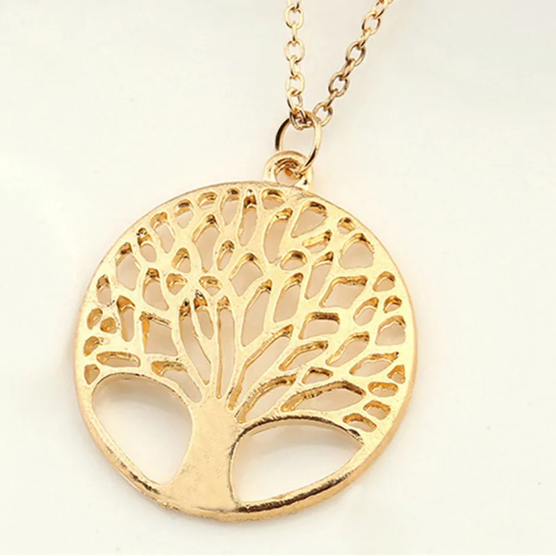 2024 round hollow wishing tree pendant necklace life tree Tree Of Life pendant necklace jewelry fashion cute wedding part