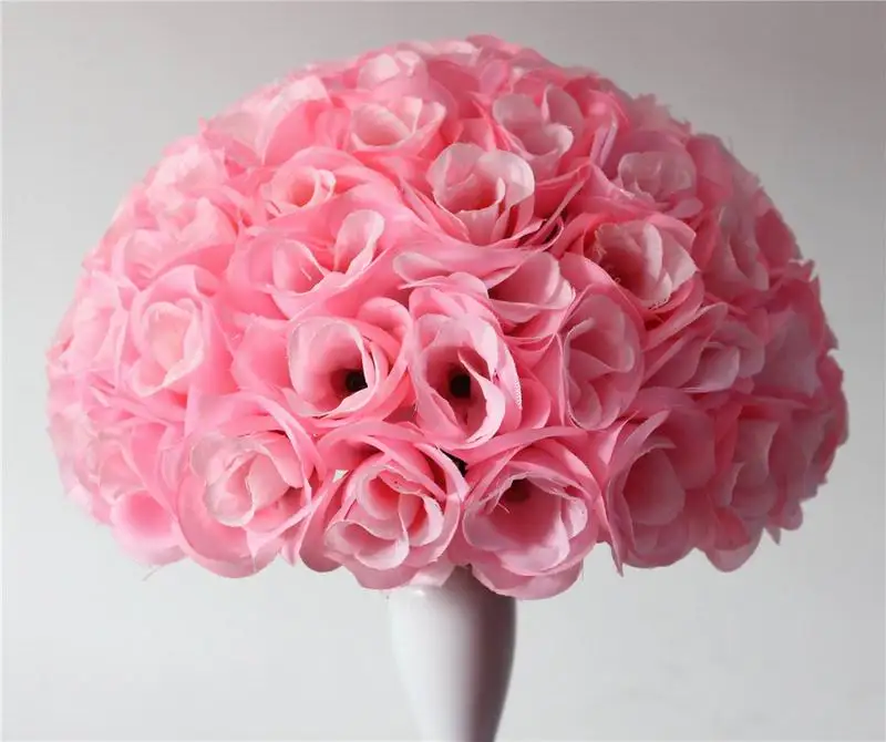 SPR 25cm plastic center artificial pink wedding kissing decoration flowers ball 20 colors available,15pcs/lot=30pcs half pcs