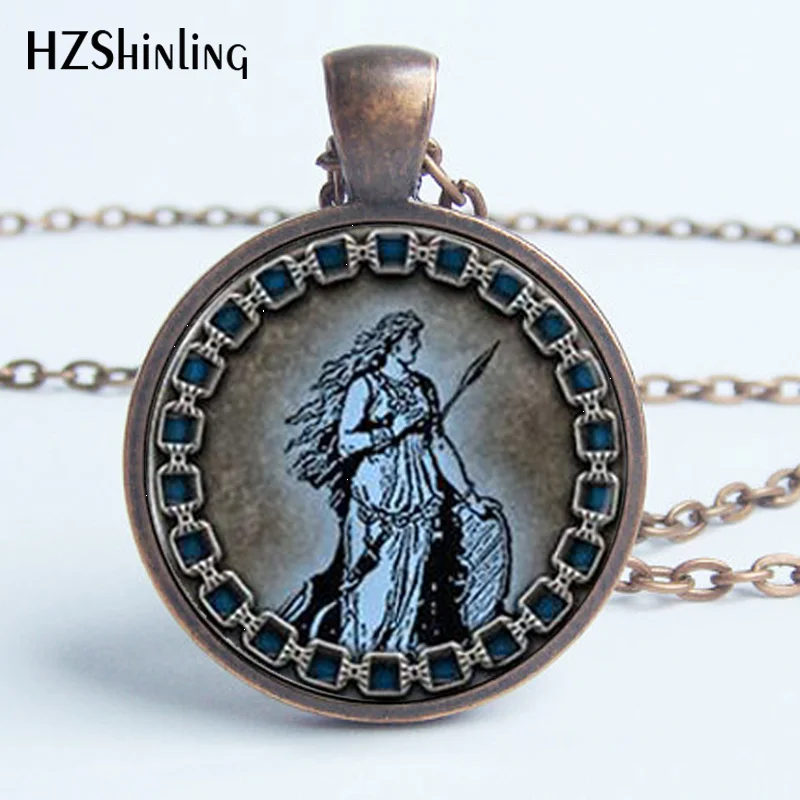 HZ--A524 New Glass Goddess Pendant Freya Norse Necklace Jewelry Glass Photo Cabochon Necklace HZ1