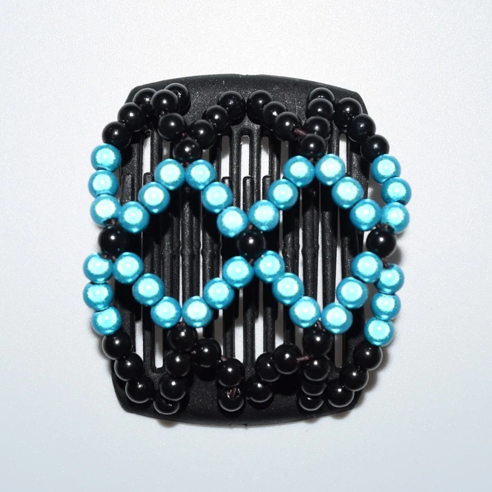 

blue shining beads and black pearl small size magic comb 20pcs/lot classical comb Easy to Use easy to use for young&old