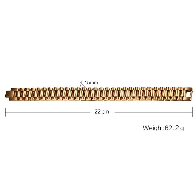 MEN LUXURY BRACELET,15MM STAINLESS STEEL DUDES ROLLIE HIP HOP BRACELET FOR MEN WRISTBANDS MALE JEWELRY