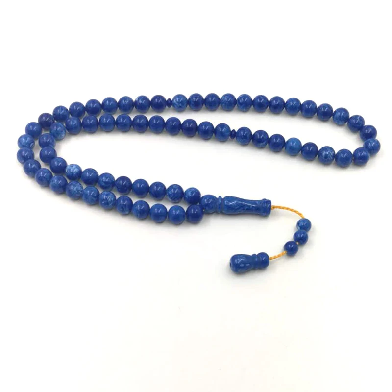 Man's Tasbih 66 Blue Resin Rosary Eid al-Adha Bracelets 2019 New style Misbaha Islam Muslim gift