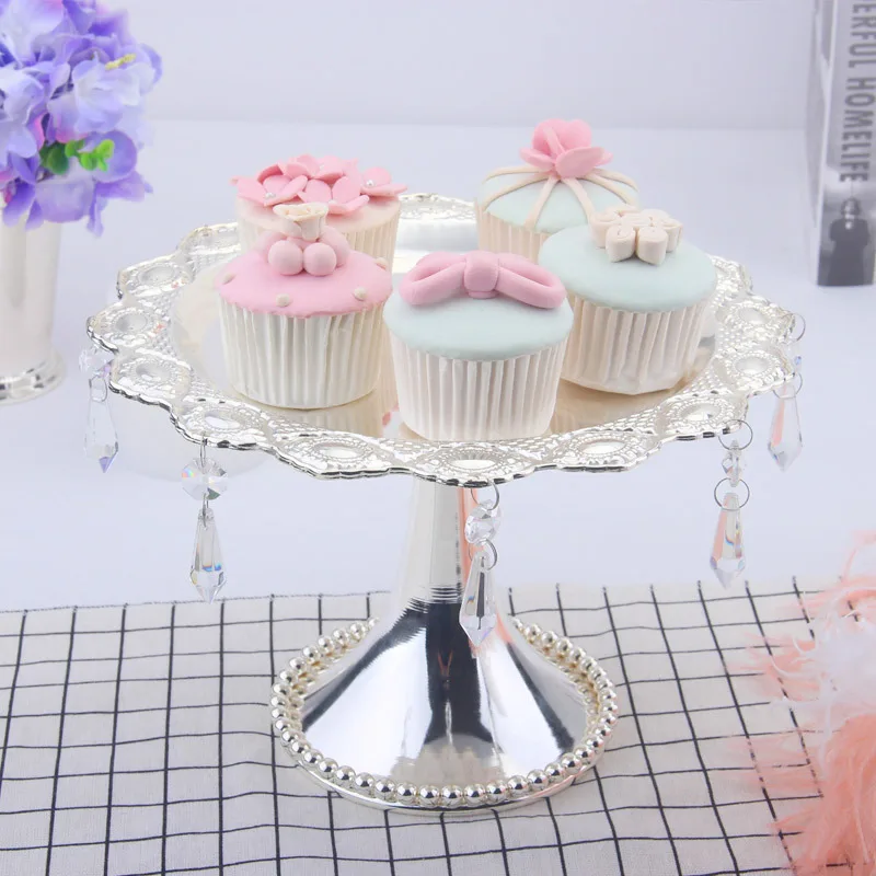 Silver Crystal Cake Stand Luxury Tray Nuts / Fruit /Sweets Plate Wedding Centerpieces Home European Table Pot Hotel Decoration