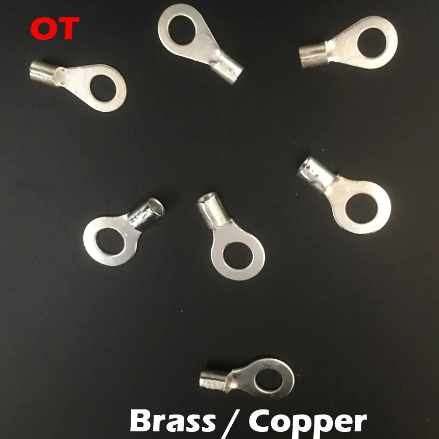 OT6-4 OT6-5 OT6-6 Brass Copper Lug Non Insulated Round Circular Nake O Ring Cable Wire Cold Press Connector Crimp Terminal