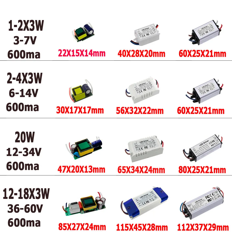 Imagem -04 - Transformadores de Iluminação Led 1w 3w 5w 10w ma ma ma ma para 10 20 30 50w Fonte de Alimentação para Lâmpada Diy