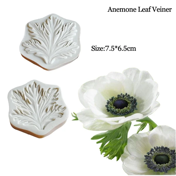 Anemone Flower Leaf Veiners Silicone Mold Water Paper Cake Decorating Tools Gumpaste Fondant Clay Flowers Wedding Mold CS375