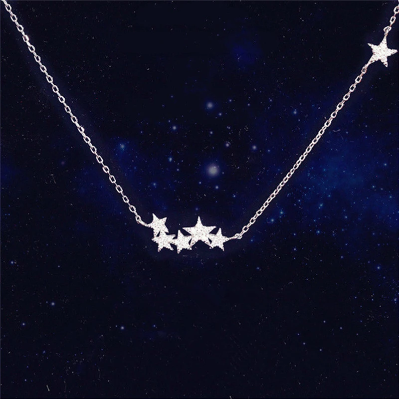 ZHOUYANG Pendant Necklaces For Women Ins Collarbone Chain Little Star Micro Cubic Zirconia Silver Color Fashion Jewelry KBN397