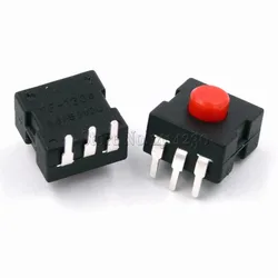 10Pcs 1212-223DB 12*12mm Bending Foot 3pins Red Button LED Flashlight Switch ON-OFF-ON-OFF