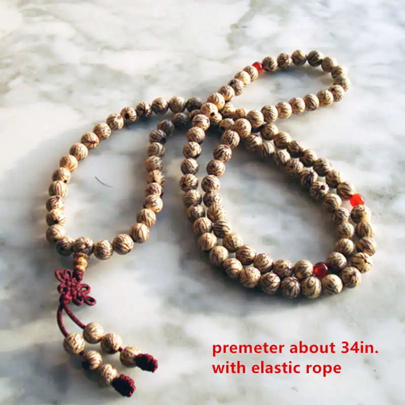 BRO655 Buddhism 108x8mm Silk Bodhi Prayer Beads Mala Natural Bodhi Necklace