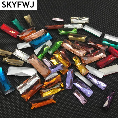 All Colors 3x7,5x10,5x15,7x21,8x24,10x30mm Baguette Glass Crystal Rectangle Rhinestone For clothing accessories