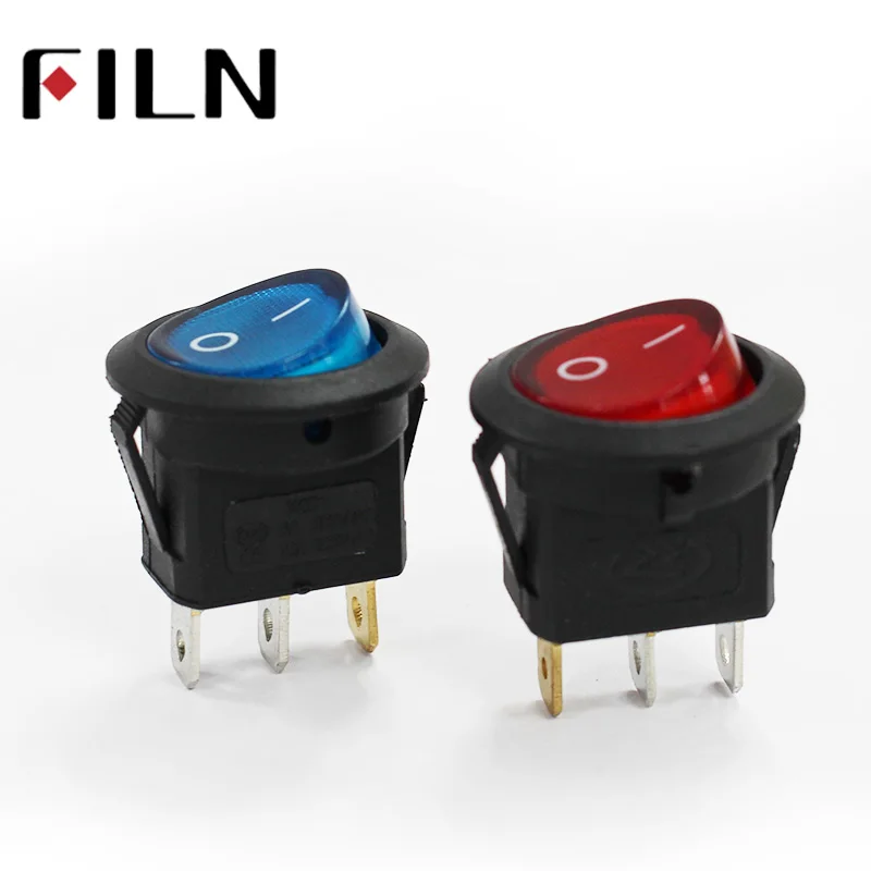 

FILN KCD1 24v 110v 220v red blue Sliver contact waterproof plastic round toggle switch 3pins on off boat rocker switch