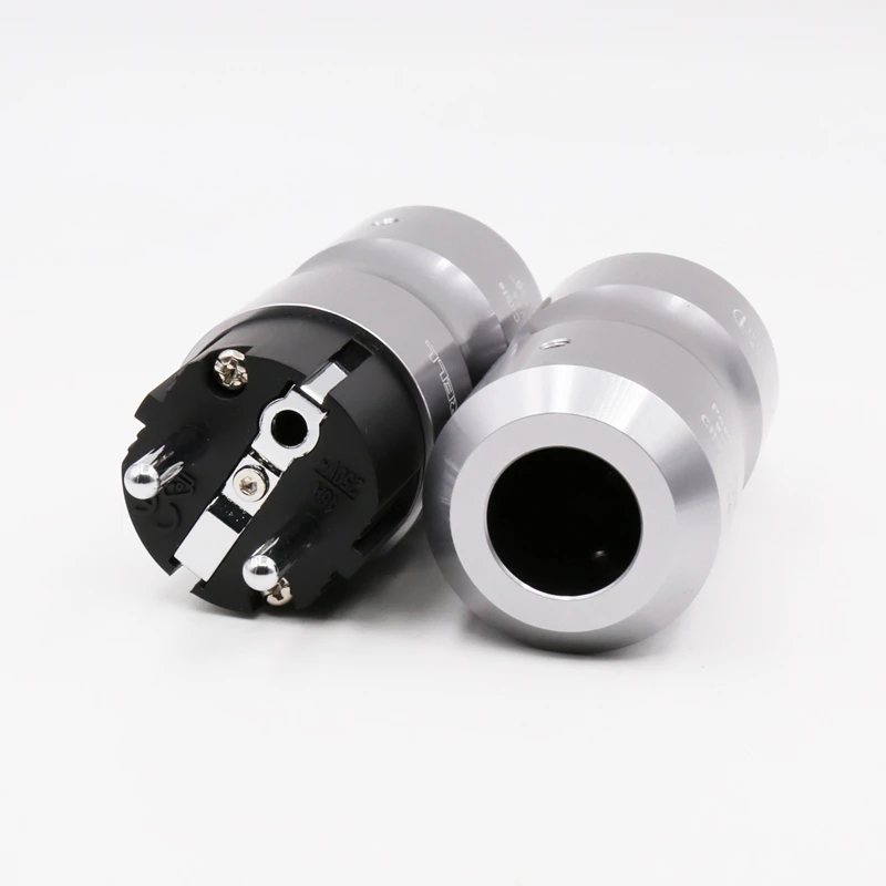 1 pair Hifi audio Rhodium plated EU Schuko AC Cord Power Plug+IEC Female Connector adapter for Hifi DIY power cable - Image 4