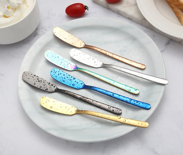 1PC 304 Stainless Steel Butter Knife Cheese Dessert Jam Spreaders Cream Gold Black Rose Gold Knifes Western Cutlery Tool PI 001