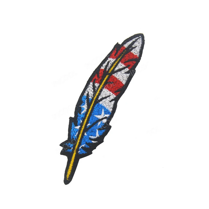 Parche militar bordado plumas multicolor con bandera EE. UU. táctico