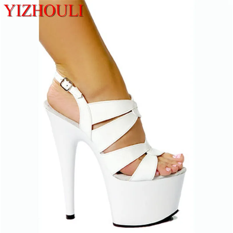 Nero/bianco 15CM Sexy scarpe con tacco alto pantofole, scarpe da Pole Dance, scarpe da ballo da sposa con tacco alto