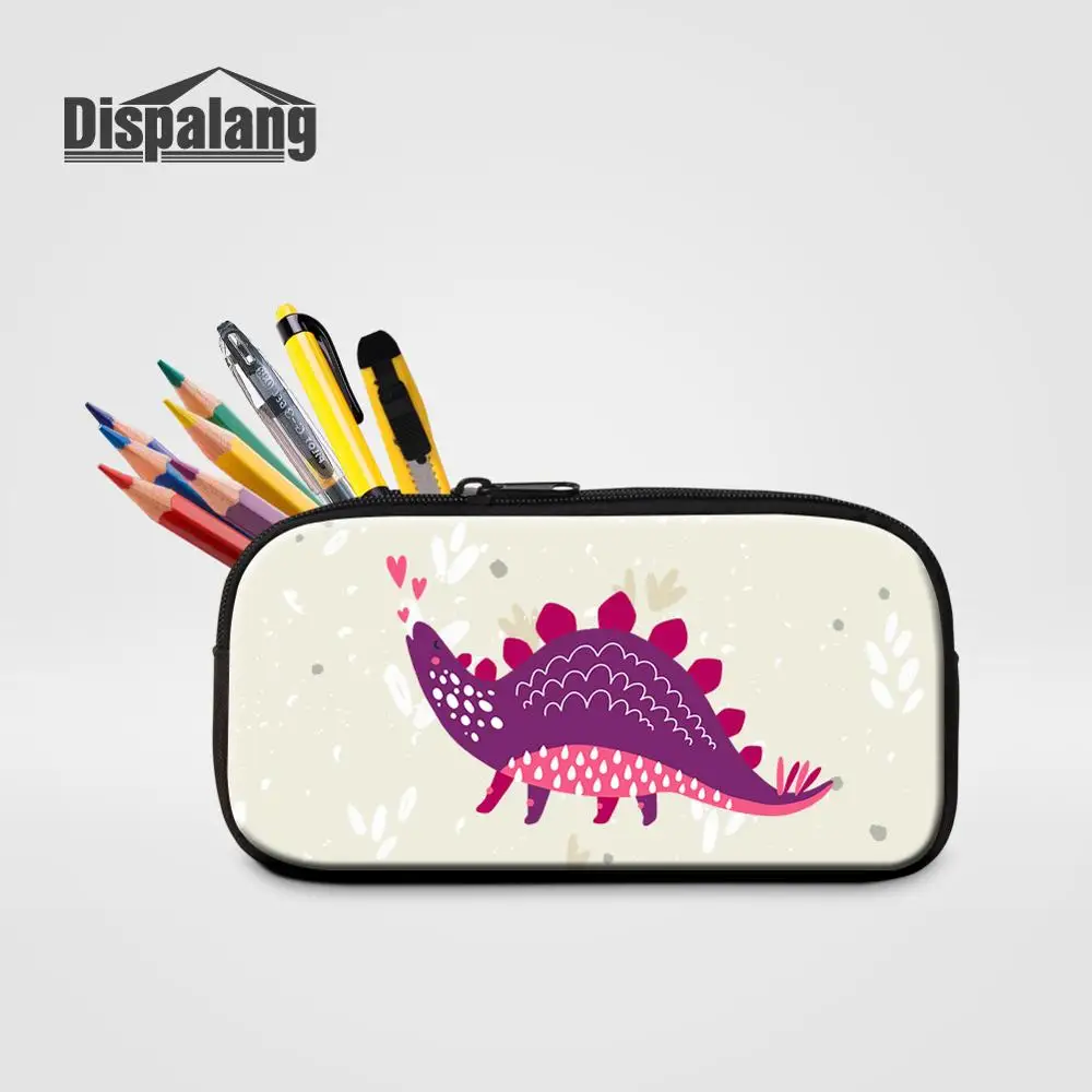 Women Portable Cosmetic Case Cartoon Dinosaur Printed Student Zipper Pencil Bag Creative Animal Fox Tiger Children Penbox School