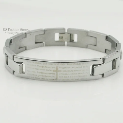 Dolaime men's religious bracelet 2015 stainless steel new bible jewelry with cross pattern GB104