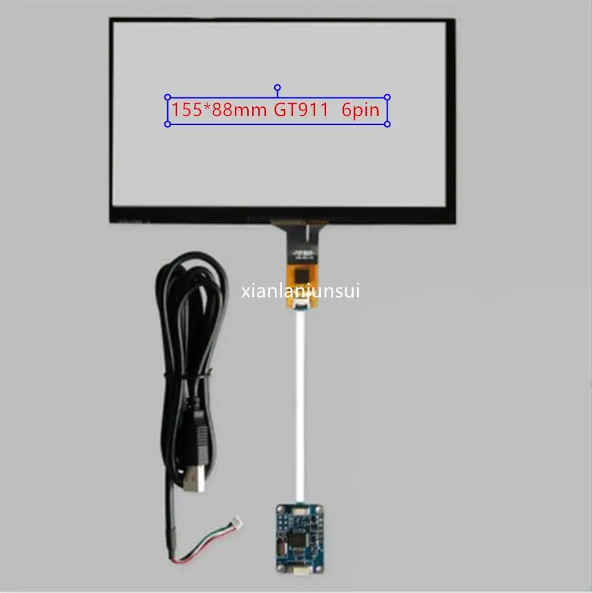 6.2 inch 155*88mm GT911 6pin capacitive touch screen usb control card Windows 7 8 10 free drive