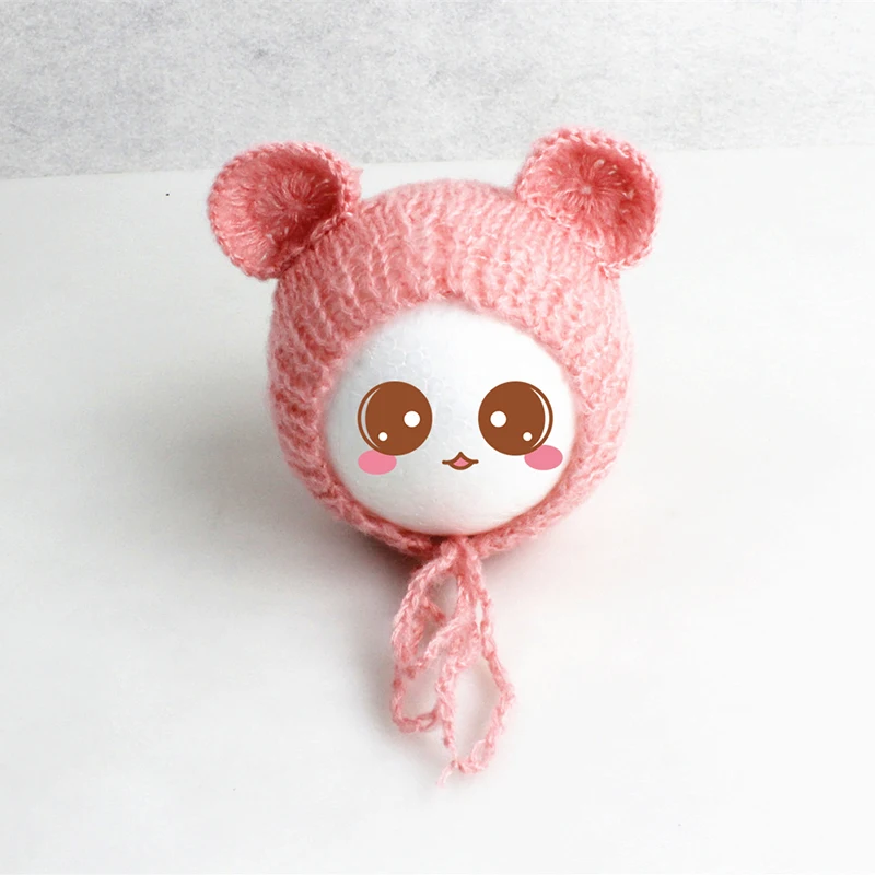 New Baby Hat Soft Mohair Bear Ear Newborn Knitted Hat Cap Infant Photography Props Crochet Pictures Accessories Bonnet