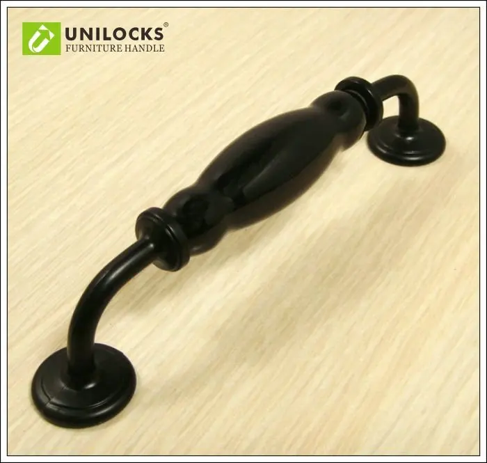 

UNILOCKS 12Pcs/Dozen Black Pattern Black Ceramics Zinc Alloy Cabinet Drawer Wardrobe Door Handle CH2