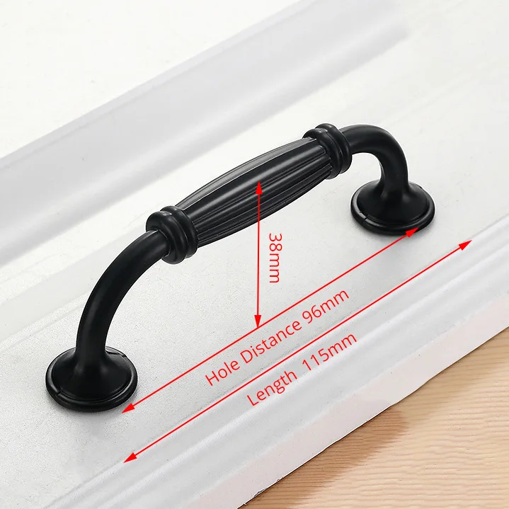 KAK 10 Stück schwarze Schrankgriffe im amerikanischen Stil aus massiver Aluminiumlegierung für Küchenschrank, Schubladenknöpfe, Möbelgriff-Hardware