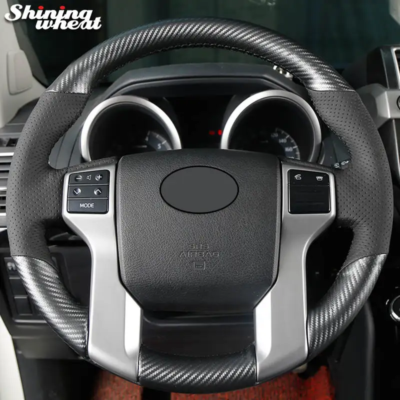 Shining wheat PU Carbon Fiber Leather Steering Wheel Cover for Toyota Land Cruiser Prado 2010-2014 Tundra Tacoma 4Runner