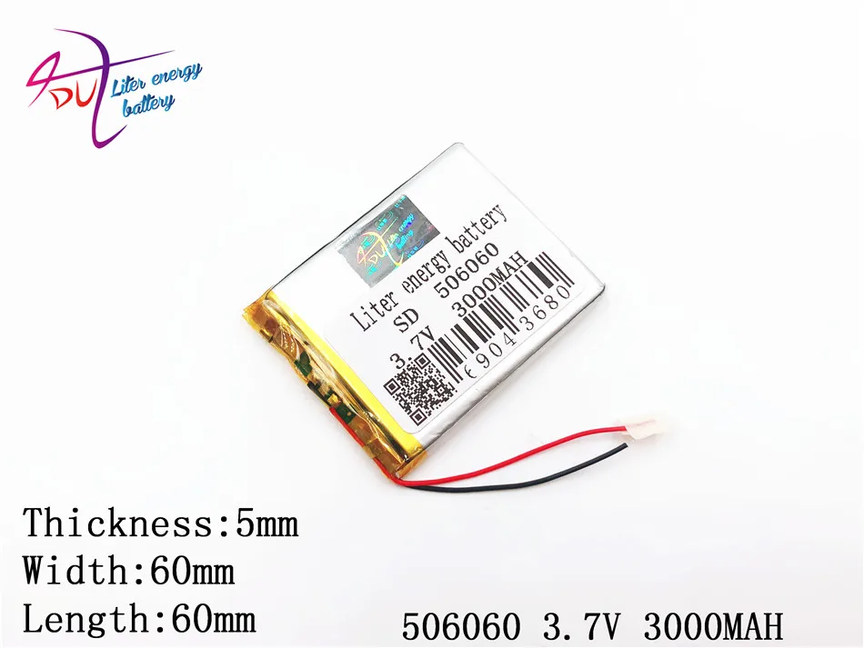 3.7V 3000mAh 506060  056060 Lithium Polymer Li-Po li ion Rechargeable Battery cells For Mp3 MP4 MP5 GPS mobile bluetooth