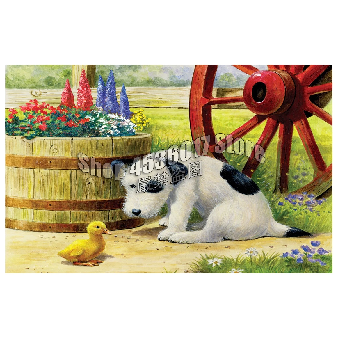 Animals 5D DIY Diamond Painting Cross Stitch Dog and duck canvas Needlework Diamond Embroidery Full Diamond Decorative